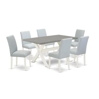 East West Furniture 7-piece Dining Room Table Set In Gray