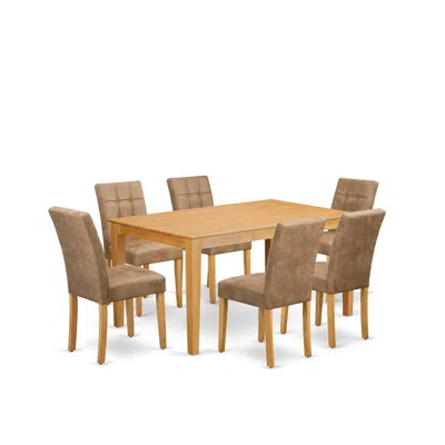East West Furniture 7 Piece Dining Room Table Set Consists A Mid Century Modern Dining Table
