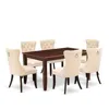 East West Furniture 7 Piece Dining Room Table Set Contains A Rectangle Solid Wood Table In Neutral