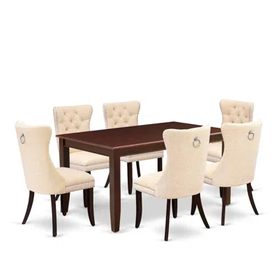 East West Furniture 7 Piece Dining Room Table Set Contains A Rectangle Solid Wood Table In Neutral