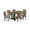 East West Furniture 7-piece Dining Set- 6 Upholstered Dining Chairs With Coffee Linen Fabric Seat And Button Tufted Chai In Brown