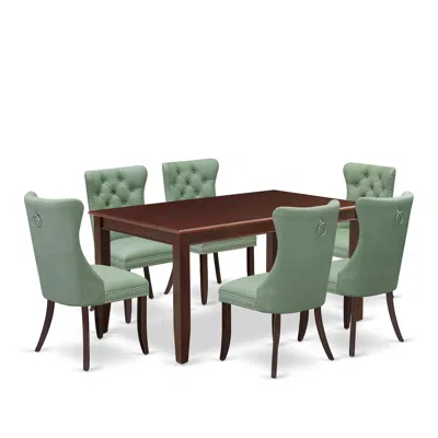 East West Furniture 7 Piece Dining Set In Brown