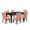 East West Furniture 7 Piece Dining Set In Pink
