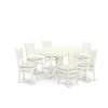 East West Furniture 7-piece Dining Table Set- 6 Dining Chairs With Linen Fabric Seat And Slatted Chair Back In White