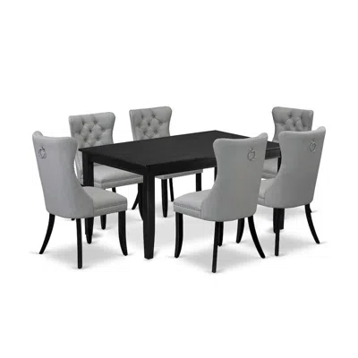 East West Furniture 7 Piece Dining Table Set In Gray