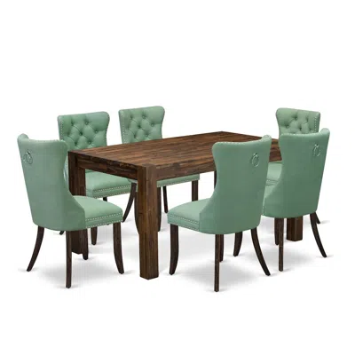 East West Furniture 7 Piece Dining Table Set In Multi