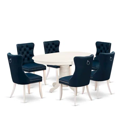 East West Furniture 7 Piece Dining Table Set In Blue
