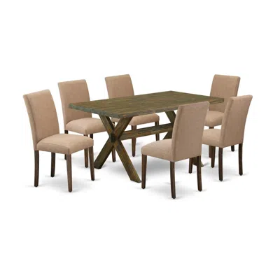 East West Furniture 7-piece Dining Table Set In Multi