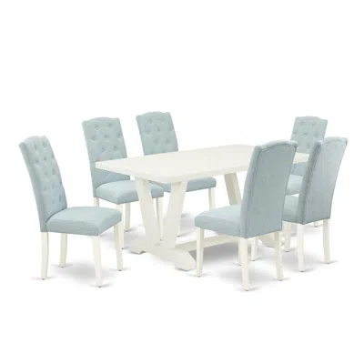 East West Furniture 7-piece Dining Table Set In Blue