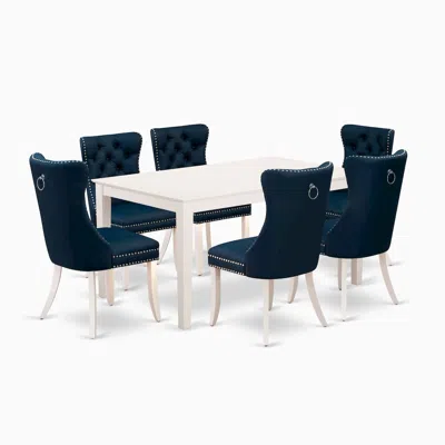 East West Furniture 7 Piece Dining Table Set Consists Of A Rectangle Kitchen Table