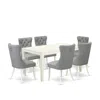 East West Furniture 7 Piece Dining Table Set Contains A Rectangle Modern Dinette Table In Gray