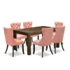 East West Furniture 7 Piece Dining Table Set Contains A Rectangle Rustic Wood Kitchen Table In Pink