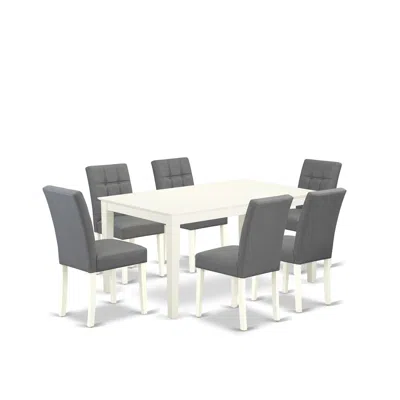 East West Furniture 7 Piece Dinner Table Set In Gray
