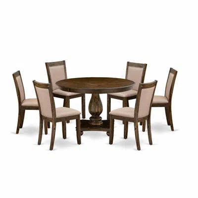 East West Furniture 7 Piece Dinner Table Set In Pink