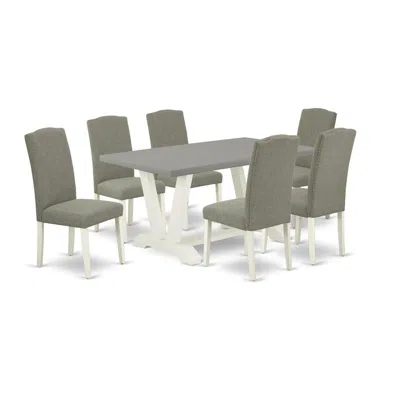 East West Furniture 7-piece Fashionable Dining Room Table Set In Multi