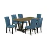 East West Furniture 7-piece Fashionable Dining Set An Excellent Distressed Jacobean Wood Dining Table Top And 6 Awesome  In Blue