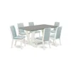East West Furniture 7-piece Fashionable Kitchen Table Set An Excellent Cement Color Rectangular Table Top And 6 Gorgeous In Blue