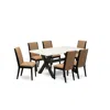 East West Furniture 7-piece Gorgeous A Good Linen White Dining Table Top And 6 Awesome Linen Fabric Parson Dining Chairs In Brown