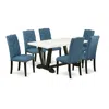 East West Furniture 7-piece Gorgeous Rectangular Table Set An Outstanding Linen White Dining Table Top And 6 Lovely Line In Multi