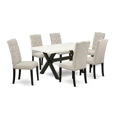 East West Furniture 7-piece Kitchen Dining Table Set - 6 Parson Chairs And A Rectangular Dining Table Hardwood Structure