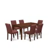 East West Furniture 7 Piece Kitchen Dining Table Set In Brown