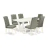 East West Furniture 7-piece Kitchen Set - 6 Parson Chair And A Dining Room Table Solid Wood Frame In Green