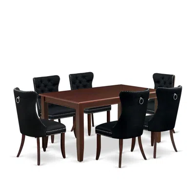 East West Furniture 7 Piece Kitchen Table & Chairs Set In Brown