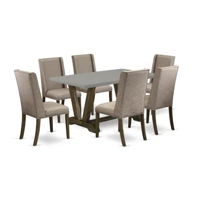 East West Furniture 7-piece Kitchen Table Set - 6 Parson Chairs And A Rectangular Kitchen Table Hardwood Structure In Brown