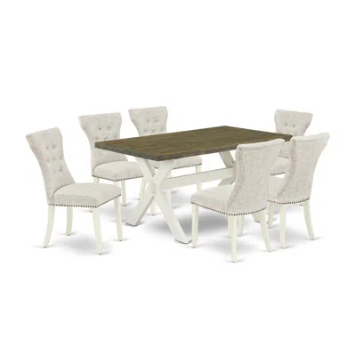 East West Furniture 7-piece Kitchen Table Set - 6 Parson Chairs And A Rectangular Kitchen Table Hardwood Structure In White