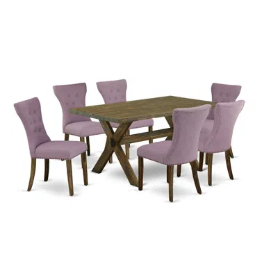 East West Furniture 7-piece Kitchen Table Set - 6 Parson Chairs And Dinette Table Solid Wood Structure In Brown