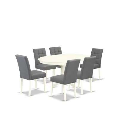 East West Furniture 7 Piece Kitchen Table Set Consists A Wood Table In Gray