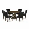 East West Furniture 7 Piece Kitchen Table Set Consists Of A Modern Kitchen Table And 6 Black Pu Leather Mid Century Chai In Black