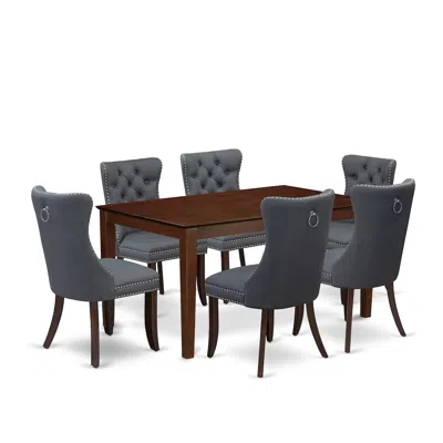East West Furniture 7 Piece Kitchen Table Set Consists Of A Rectangle Modern Dining Table