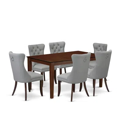 East West Furniture 7 Piece Kitchen Table Set Consists Of A Rectangle Modern Dining Table