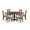 East West Furniture 7 Piece Kitchen Table Set Contains A Dinner Table And 6 Dark Khaki Linen Fabric Mid Century Modern C In Multi