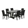 East West Furniture 7-piece Kitchen Table Set Includes 6 Mid Century Modern Dining Chairs With Upholstered Seat And High In Black