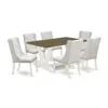 East West Furniture 7-piece Kitchen Table Set Includes 6 White Pu Leather Dining Chairs Button Tufted With Nailheads And In Neutral