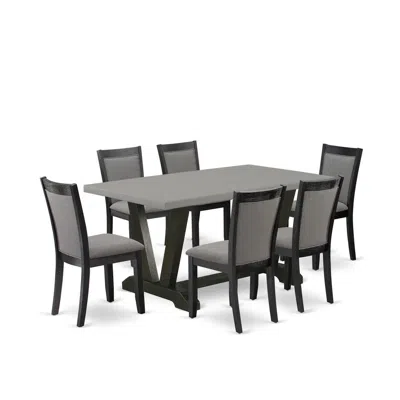 East West Furniture 7 Piece Mid Century Dining Set In Multi