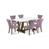 East West Furniture 7-piece Modern Dining Set- 6 Upholstered Dining Chairs With Dahlia Linen Fabric Seat And Button Tuft In Purple