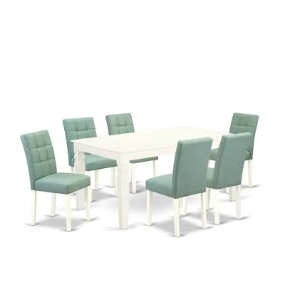 East West Furniture 7 Piece Modern Dining Set In Green