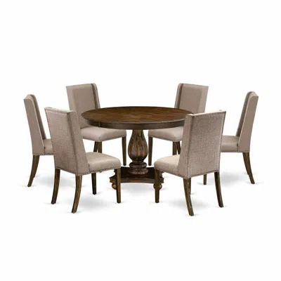 East West Furniture 7 Piece Modern Dining Set In Brown