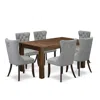 East West Furniture 7 Piece Modern Dining Set Contains A Rectangle Rustic Wood Kitchen Table In Gray