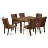 East West Furniture 7-piece Modern Dining Set Includes 1 Rectangular Kitchen Dining Table And 6 Brown Linen Fabric Kitch In Brown