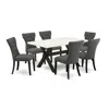 East West Furniture 7-piece Modern Dining Table Set - 6 Kitchen Parson Chairs And A Rectangular A Rectangular Table Soli In Brown