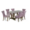 East West Furniture 7-piece Modern Dining Table Set - 6 Parson Chairs And Small Rectangular Table Hardwood Structure In Purple