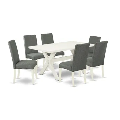 East West Furniture 7-piece Modern Dining Table Set - 6 Parsons Dining Room Chairs And Rectangular Table Hardwood Struct