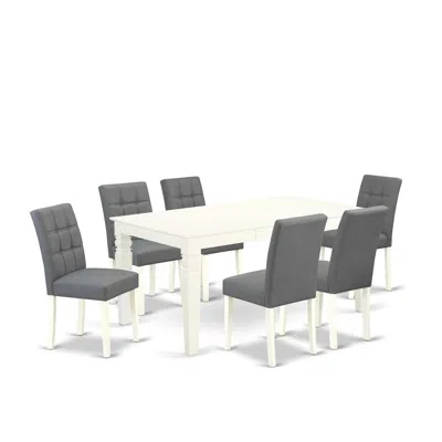 East West Furniture 7 Piece Modern Dining Table Set In Gray