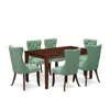 East West Furniture 7 Piece Modern Dining Table Set In Green