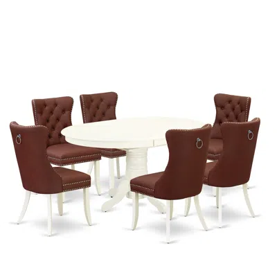 East West Furniture 7 Piece Modern Dining Table Set In Red