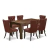 East West Furniture 7 Piece Modern Dining Table Set In Burgundy